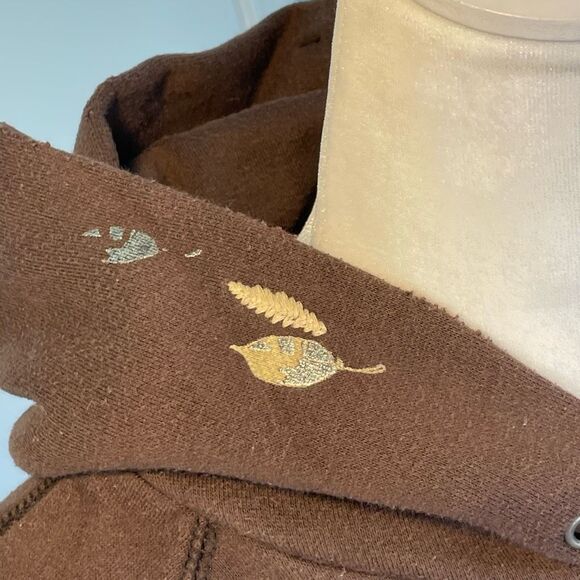 American Eagle Graphic Hoodie Sweatshirt Brown Fleece Long Sleeve Pull-Over M - Picture 5 of 10